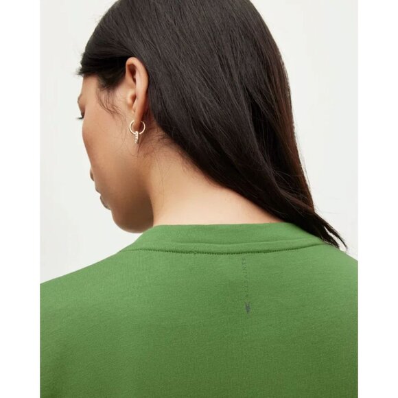 ALL SAINTS Anna Maxi T-Shirt Dress Modern Cotton Side Slits Shapeless Green US 4 - Picture 3 of 14